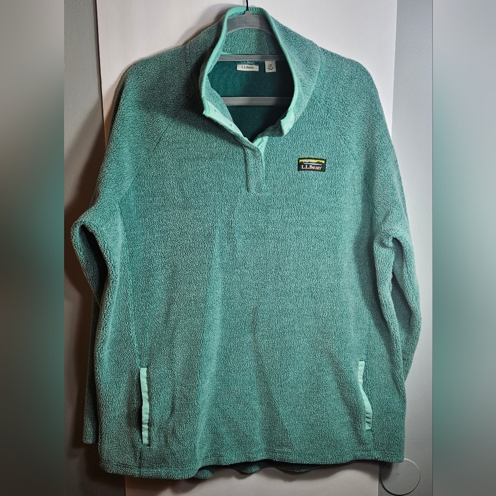L.L Bean Women's Tumbled Sherpa Fleece Quarter Snap